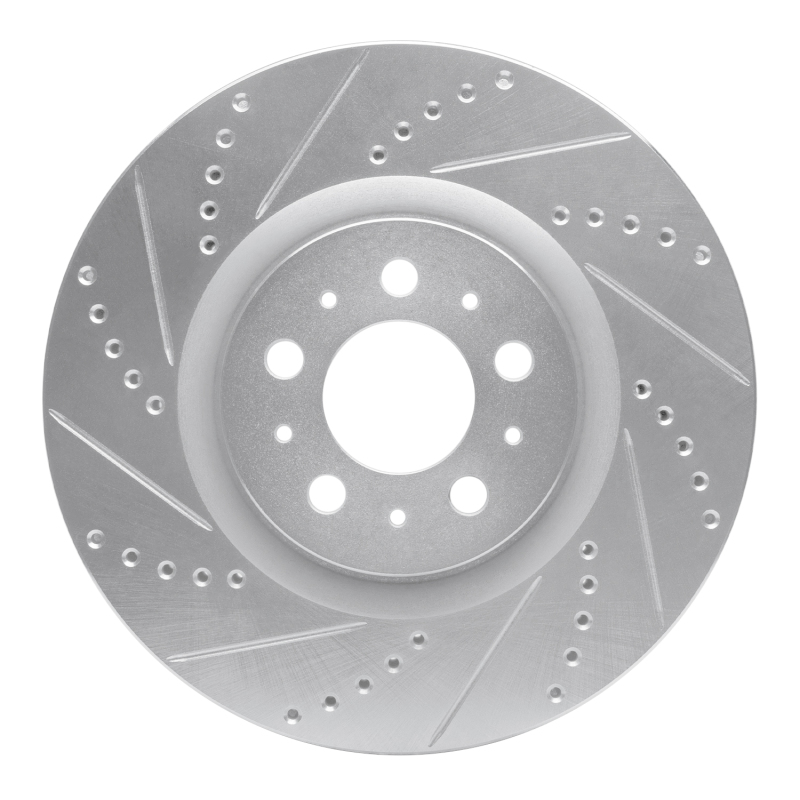 Volvo V70 Brake Rotor (1) - Front Left - R1 Concepts - Drilled & Slotted - Silver - `04-`07